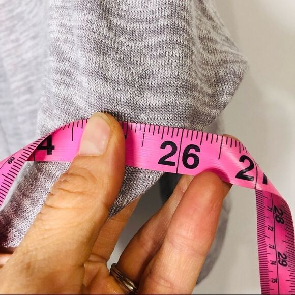 Joan Vass Gray Heathered 3/4 Sleeve Open Front Cardigan - Picture 8 of 11